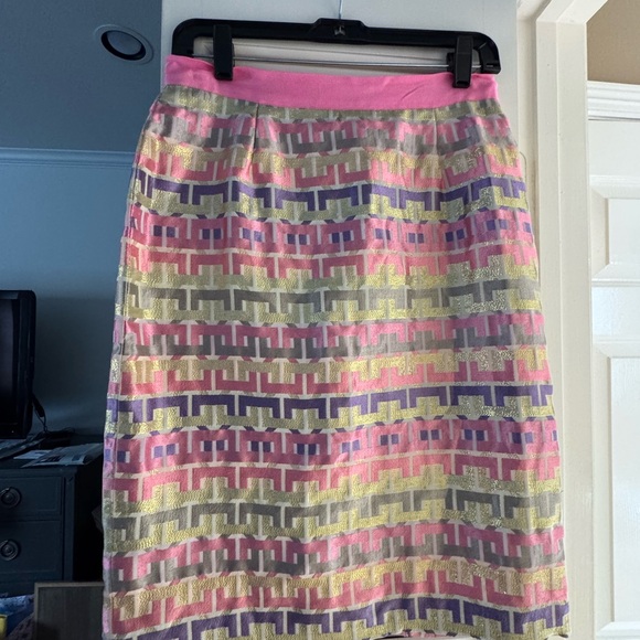 kate spade Dresses & Skirts - Kate Spade sz 4 Pink & Purple Patterned Pencil Skirt - pink ribbon waistband!